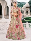 Cream silk lehenga choli enhanced with resham embroidery