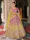 Yellow and pink shaded silk lehenga choli for wedding wear