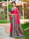 Festive red silk printed saree