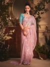 Pink party wear tissue organza saree