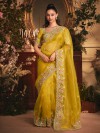 Yellow tissue organza wedding wear saree