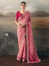 Pink shaded tissue silk saree for party