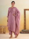 Onion pink silk kurti set with sequins