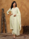 Light pista green cotton silk kurti set with dupatta