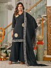 Black silk embroidered kurti palazzo set