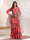 Charcoal grey silk printed palazzo set