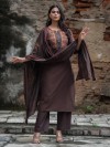 Coffee brown cotton festive kurti set