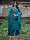 Rama blue cotton yoke style kurti set
