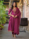 Purple cotton silk sweetheart kurti set