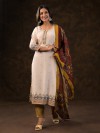 Beige crepe silk sweetheart kurti set