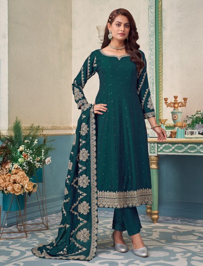 Rama green pakistani style festive salwar suit