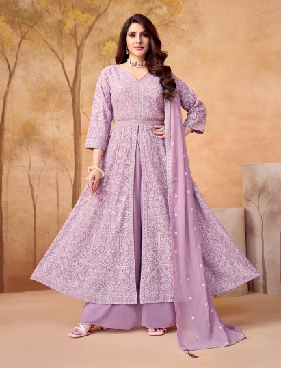 Lavender purple pakistani style palazzo suit