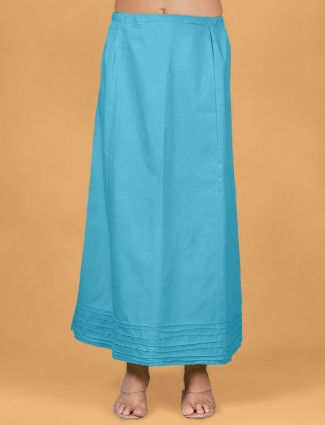 Aqua plain cotton petticoat