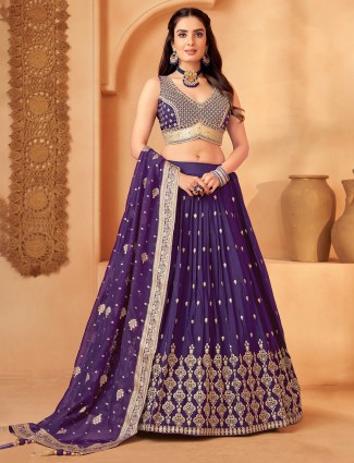 Purple wedding lehenga choli in georgette