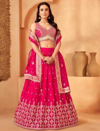 Rani color embroidery georgette lehenga choli
