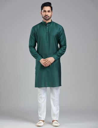 Stunning pine green sober stylish kurta pajama set