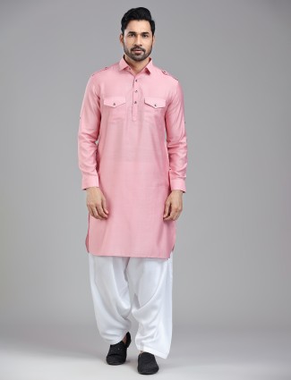 Delicate charm light pink pathani with salwar for men
