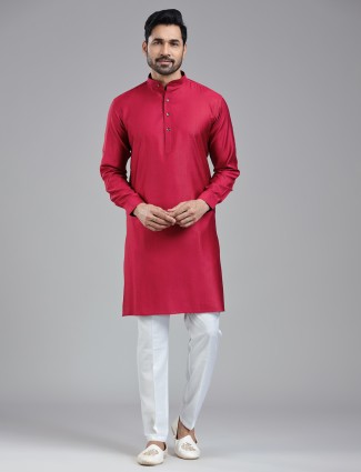 Latest red simple kurta pajama set for men