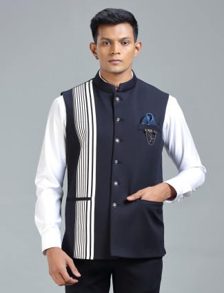 Navy stripy modern classic waistcoat for men