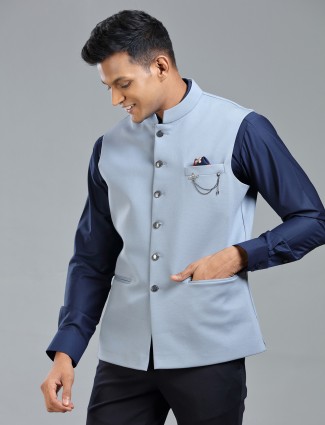 Blue stylish waistcoat for festive
