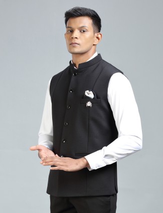 Black timeless aesthetic waistcoat for men