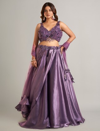 Trendy purple designer organza lehenga choli