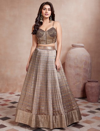 Trendy brown silk lehenga choli for wedding
