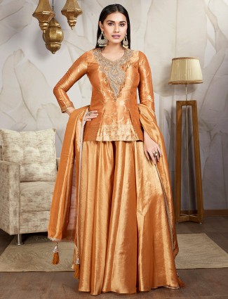 Stunning orange silk palazzo suit