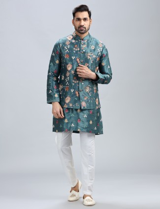 Wedding styleturquoise green waistcoat set for men