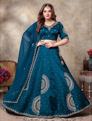 Blue lehenga choli in stunning silk