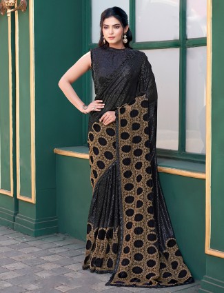 Golden radiance tissue silk saree with royal embellishments