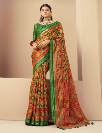 Easy drape multi colour saree with light prints