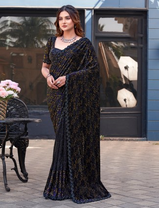 Golden radiance tissue silk saree with royal embellishments