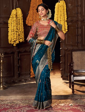 Golden radiance tissue silk saree with royal embellishments