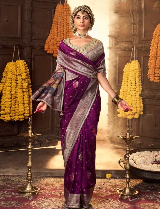 Golden radiance tissue silk saree with royal embellishments
