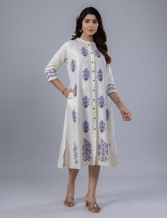 Off white cotton kurti for casual wear