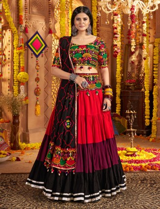 Festive multicolor navratri lehenga choli in viscose cotton