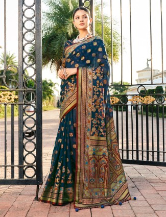 Golden radiance tissue silk saree with royal embellishments