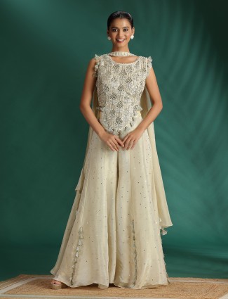 Off white palazzo suit with sequins and aabla