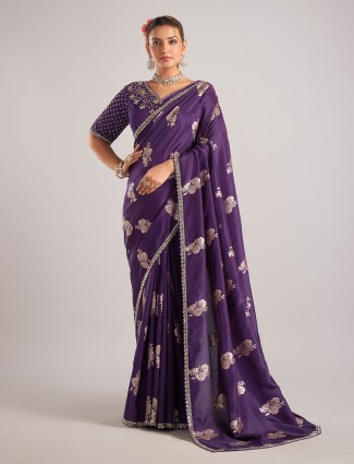 Golden radiance tissue silk saree with royal embellishments