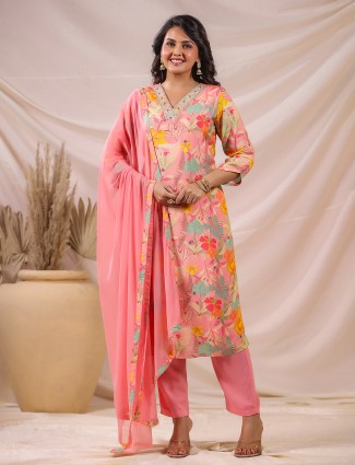 Peach delight kurti set with dupatta