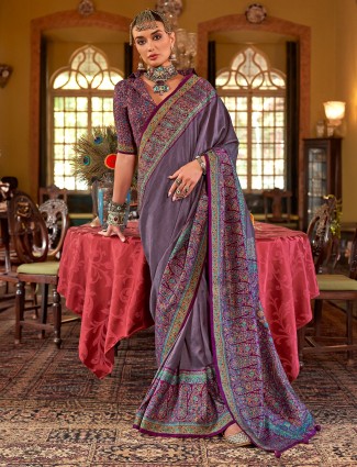 Golden radiance tissue silk saree with royal embellishments