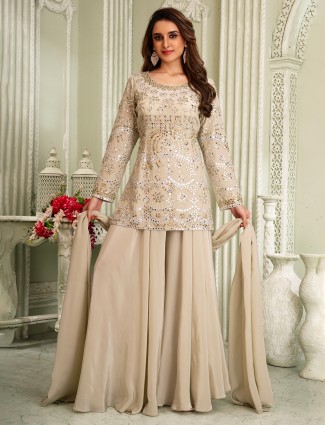 Pista green satin silk pakistani palazzo suit with aabla highlights