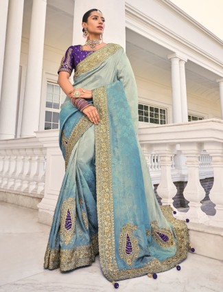 Golden radiance tissue silk saree with royal embellishments
