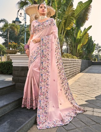 Pink banarasi saree for wedding and festivities