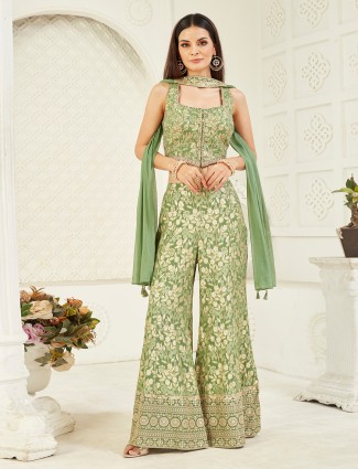 Onion pink lycra designer indo-western suit