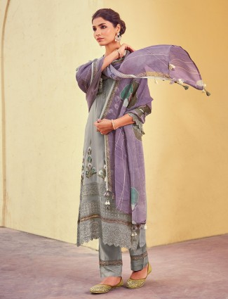 Grey organza salwar suit for festival