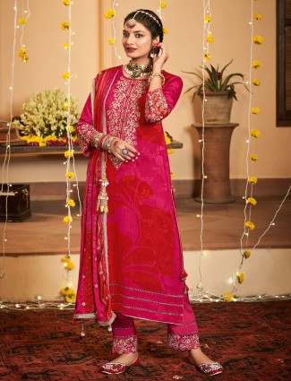 Onion pink lycra designer indo-western suit