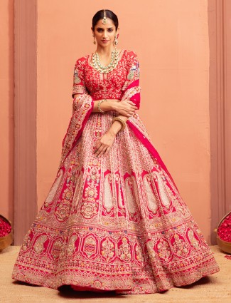 Rani wedding lehenga choli with designer blouse
