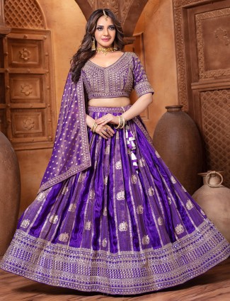 Blue lehenga choli in stunning silk